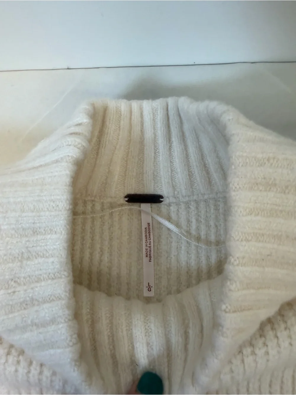 Free People Sunbeam White Ribbed‎ Mock Neck Pull On Women's Sweater Size Large